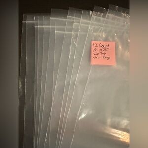 12 Count Clear Zip-Top Resealable Bags 18" x 20"